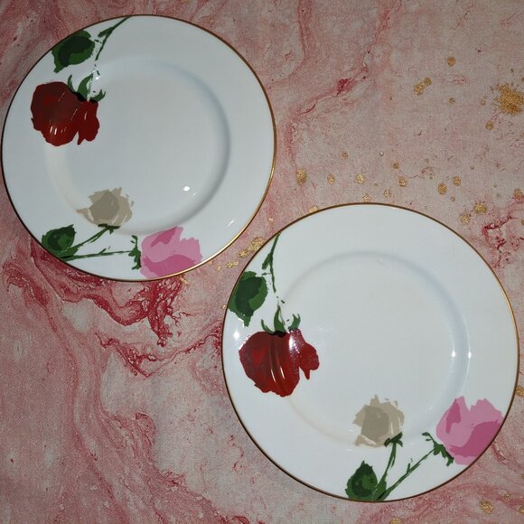 Set of 2 Lenox China Kate Spade Rose Park Salad Plates 9" Brand New - Picture 1 of 2